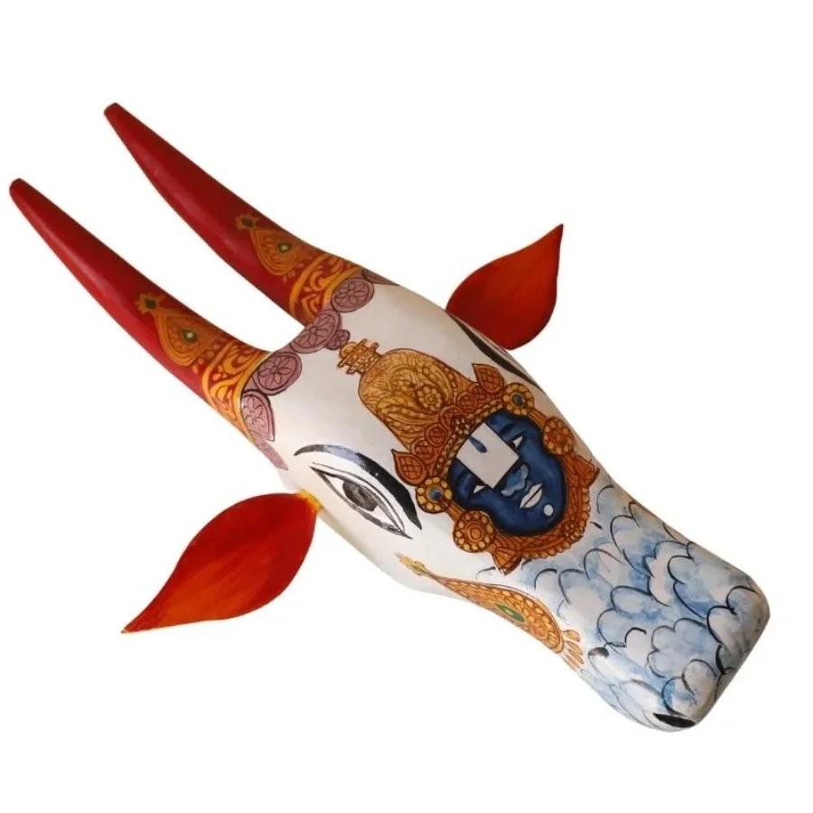 Untitled design (26) White Wooden Cow head Wall Hanging - Image 1