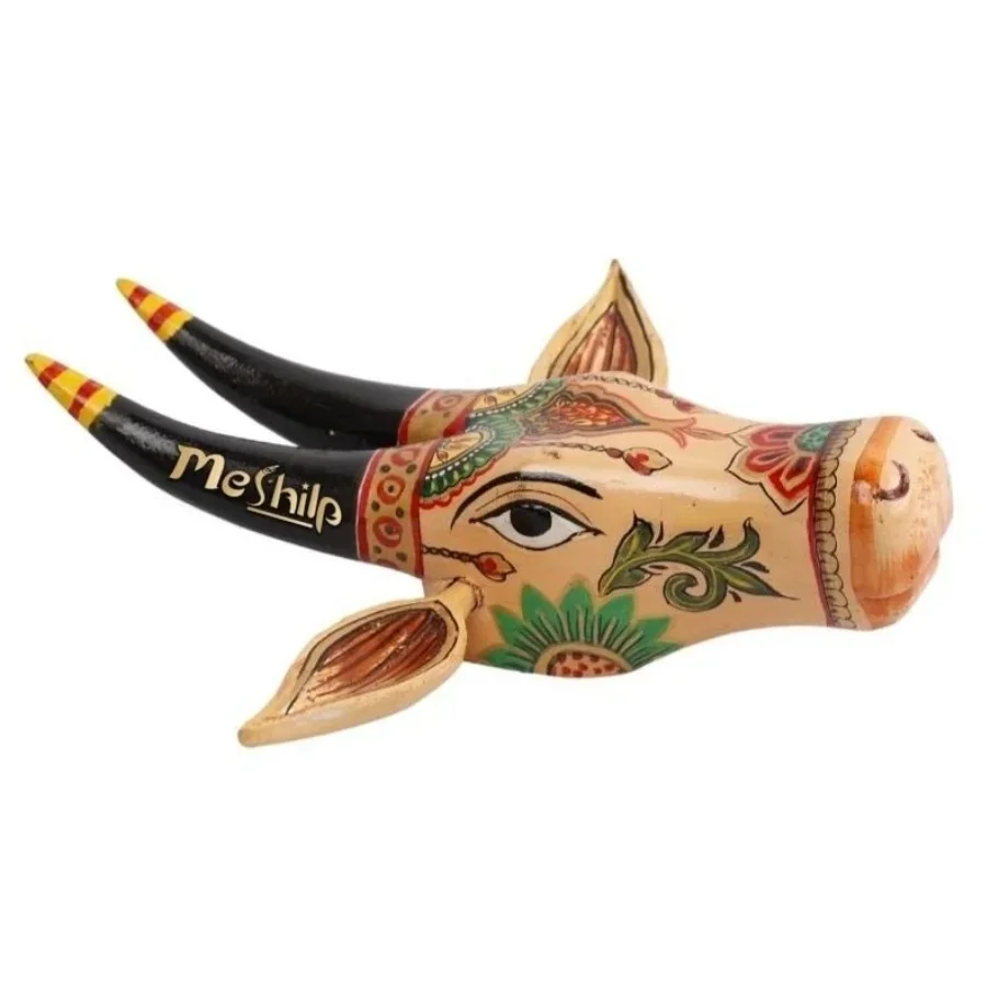 Untitled design (36) Wooden Cow head Wall Hanging - Image 1