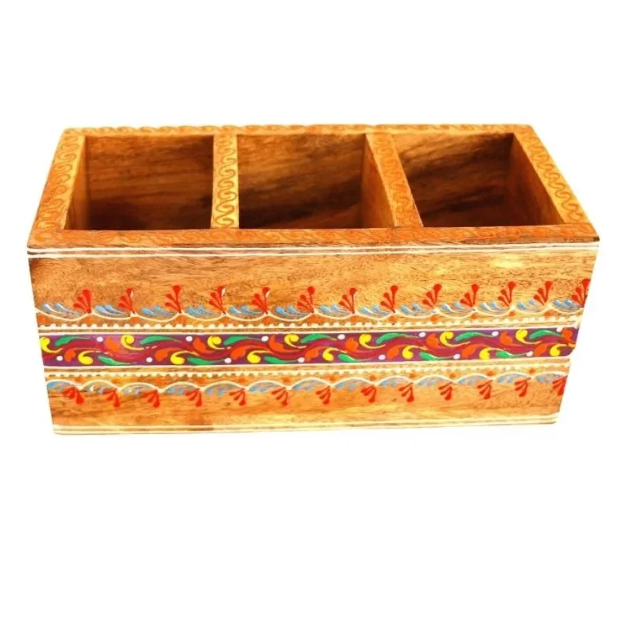 Untitled design (43) Mango Wood hand Painted Knifes/ Spoon Holder - Image 1