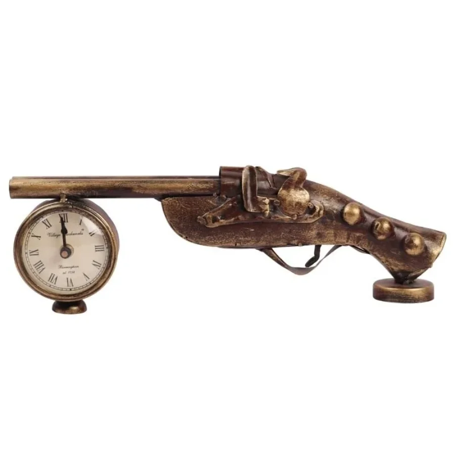 Untitled design (59) Iron Made Table decorative Gun With Clock - Image 1