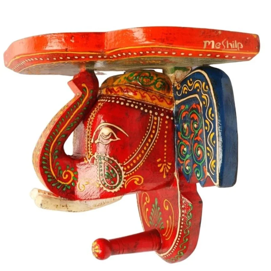 Untitled design (76) Multi Color hand Embossed Elephant Face Wall Shelf - Image 1