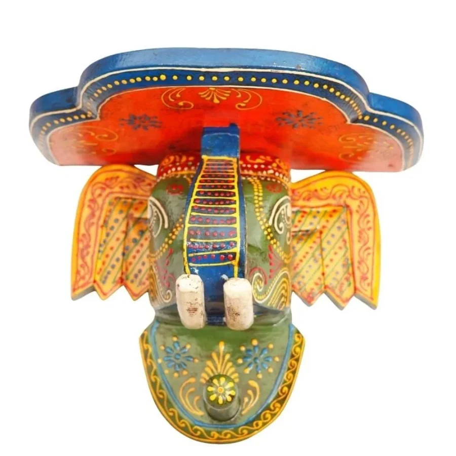 Untitled design (78) (1) Multi Color hand Embossed Elephant Face Wall Shelf - Image 1