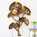 Artificial Metal Tree Wall Art Fairy Light with Flower Leaves Living Room Home Decor