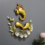 Beautiful Lord Ganesha Metal Showpiece For Wall By Malik Design - Image 2