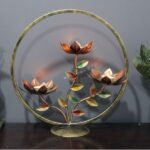 Stylish Flower Ring Multicolor Metal Center Table Decoration