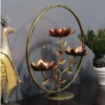Stylish Flower Ring Multicolor Metal Center Table Decoration - Image 2