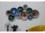 Metal Lining Multi Round Flower Wall Panels For Living Room Decor