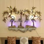 Handcrafted Rust Free Metal Multi Color Swan LED Wall Decor