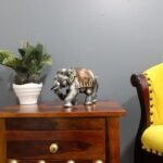 Antique Fiber Golden Emboss Figurine Elephant Decor For Home