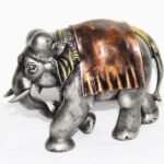 Antique Fiber Golden Emboss Figurine Elephant Decor For Home - Image 2