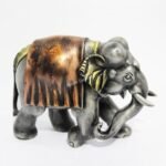Antique Fiber Golden Emboss Figurine Elephant Decor For Home - Image 3